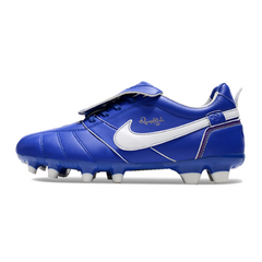Chuteira Campo FG Nike Tiempo R10 Com Língua Legend Elite Azul e Branca