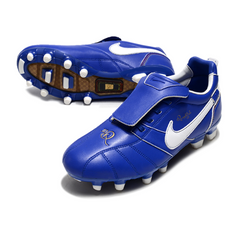 Chuteira Campo Nike Tiempo R10 Com Lingua Legend Elite FG Azul e Branca