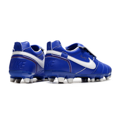 Chuteira Campo FG Nike Tiempo R10 Com Língua Legend Elite Azul e Branca