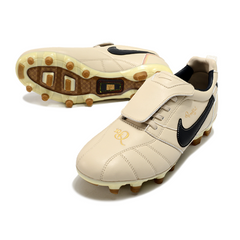 Chuteira Campo Nike Tiempo R10 Com Lingua Legend Elite FG Bege e Preta