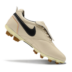 Chuteira Campo Nike Tiempo R10 Com Lingua Legend Elite FG Bege e Preta