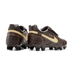 Chuteira Campo FG Nike Tiempo R10 Legend Elite Marrom e Dourada Com Língua