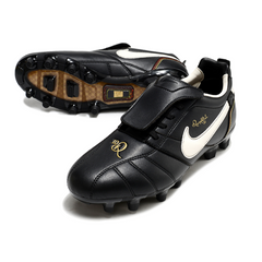 Chuteira Campo Nike Tiempo R10 Com Lingua Legend Elite FG Preta e Branca