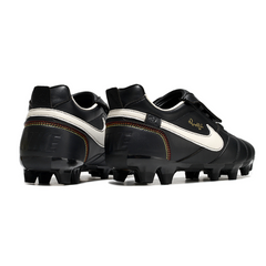 Chuteira Campo Nike Tiempo R10 Com Lingua Legend Elite FG Preta e Branca