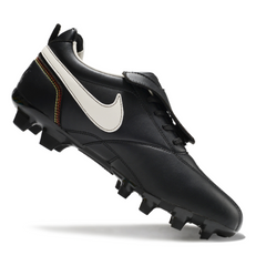 Chuteira Campo Nike Tiempo R10 Com Lingua Legend Elite FG Preta e Branca