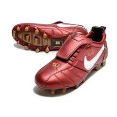 Chuteira Campo Nike Tiempo R10 Com Lingua Legend Elite FG Vermelha e Branca