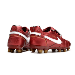 Chuteira Campo Nike Tiempo R10 Com Lingua Legend Elite FG Vermelha e Branca