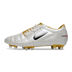 Chuteira Campo Nike Total 90 III FG Branca e Dourada