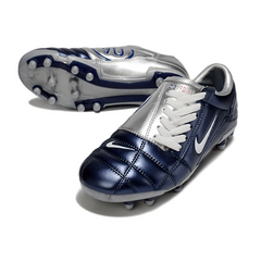 Chuteira Campo Nike Total 90 III FG Prata e Azul