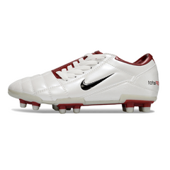 Chuteira Campo Nike Total 90 III FG Branca e Vermelha