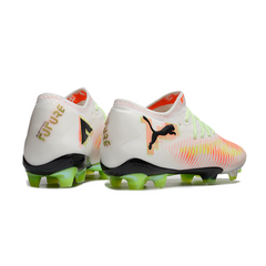 Chuteira Campo FG Puma Future 8 Low Cut Branca Laranja e Verde