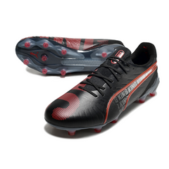 Chuteira Campo FG Puma King Ultimate Preta e Vermelha