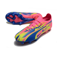 Chuteira Campo Puma Ultra Ultimate FG Rosa e Amarela - VENI Futebol