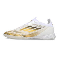 Chuteira Futsal IC Adidas F50 Elite Branca e Dourada