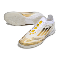 Chuteira Futsal IC Adidas F50 Elite Branca e Dourada