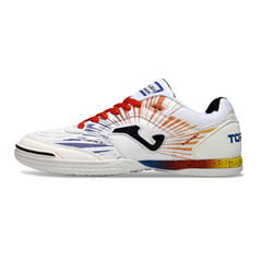 Chuteira Futsal IC Joma Top Flex 24 Branca, Azul e Laranja