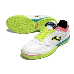 Chuteira Futsal IC Joma Top Flex 24 Branca, Rosa e Verde