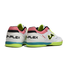 Chuteira Futsal IC Joma Top Flex 24 Branca, Rosa e Verde