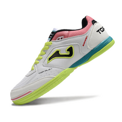Chuteira Futsal IC Joma Top Flex 24 Branca, Rosa e Verde