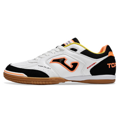 Chuteira Futsal IC Joma Top Flex 24 Branca, Preta e Laranja