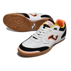 Chuteira Futsal IC Joma Top Flex 24 Branca, Preta e Laranja