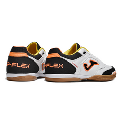 Chuteira Futsal IC Joma Top Flex 24 Branca, Preta e Laranja
