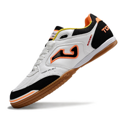 Chuteira Futsal IC Joma Top Flex 24 Branca, Preta e Laranja