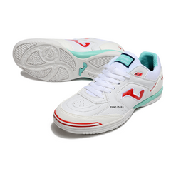 Chuteira Futsal IC Joma Top Flex 24 Branca Vermelha e Azul-Clara