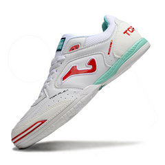 Chuteira Futsal IC Joma Top Flex 24 Branca Vermelha e Azul-Clara