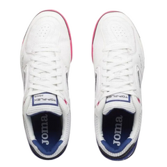 Chuteira Futsal Joma Top Flex Rebound IC Branca, Azul e Rosa