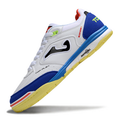 Joma Top Flex Rebound IC Futsal Boot in White, Blue and Yellow
