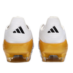 Botas de fútbol Adidas F50 Elite FG para niños en blanco, negro y dorado