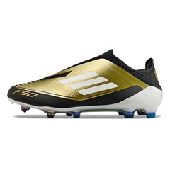 Botas de fútbol de campo para niños Adidas F50 Elite Laceless FG Messi Triunfo Gold Pack