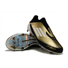 Botas de fútbol de campo para niños Adidas F50 Elite Laceless FG Messi Triunfo Gold Pack