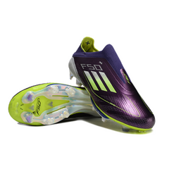 Chuteira Campo FG Adidas F50+ Elite Sem Cadarço Preta e Laranja Infantil