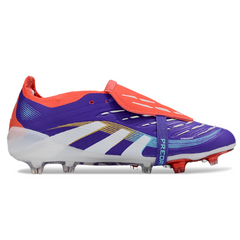 Chuteira Infantil Campo Adidas Predator 25 Elite Com Lingua FG Azul e Vermelha