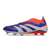Botas de fútbol Adidas Predator 25 Elite Laceless FG para niños, color azul y rojo