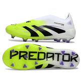 Chuteira Campo FG Adidas Predator 25 Elite Sem Cadarço Branca e Verde Infantil
