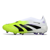 Botas de fútbol Adidas Predator 25 Elite Laceless FG para niños, color blanco y verde