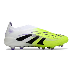 Botas de fútbol Adidas Predator 25 Elite Laceless FG para niños, color blanco y verde