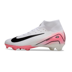 Chuteira Campo FG Nike Air Zoom Mercurial Superfly 10 Elite Branca e Rosa Infantil