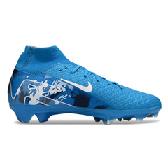 Chuteira Infantil Campo Nike Air Zoom Mercurial Superfly 10 Elite FG Azul Claro