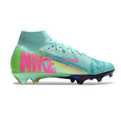 Chuteira Campo FG Nike Air Zoom Mercurial Superfly 10 Elite Azul, Verde e Rosa Infantil