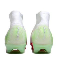 Chuteira Infantil Campo Nike Air Zoom Mercurial Superfly 10 Elite FG Branca, Rosa e Verde