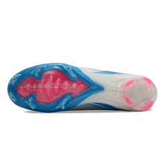 Chuteira Campo FG Nike Air Zoom Mercurial Superfly 10 Elite Branca, Azul e Rosa Infantil