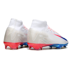 Chuteira Infantil Campo Nike Air Zoom Mercurial Superfly 10 Elite FG Branca, Laranja e Azul