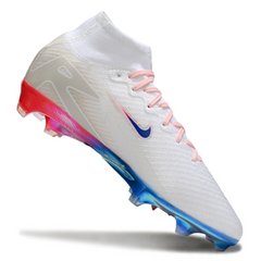 Chuteira Infantil Campo Nike Air Zoom Mercurial Superfly 10 Elite FG Branca, Laranja e Azul