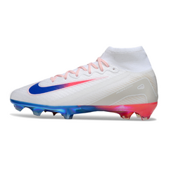 Chuteira Infantil Campo Nike Air Zoom Mercurial Superfly 10 Elite FG Branca, Laranja e Azul