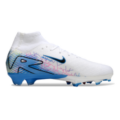 Chuteira Campo FG Nike Air Zoom Mercurial Superfly 10 Elite Branca e Azul Infantil