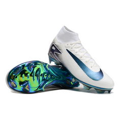 Chuteira Campo FG Nike Air Zoom Mercurial Superfly 10 Elite Branca e Verde Infantil